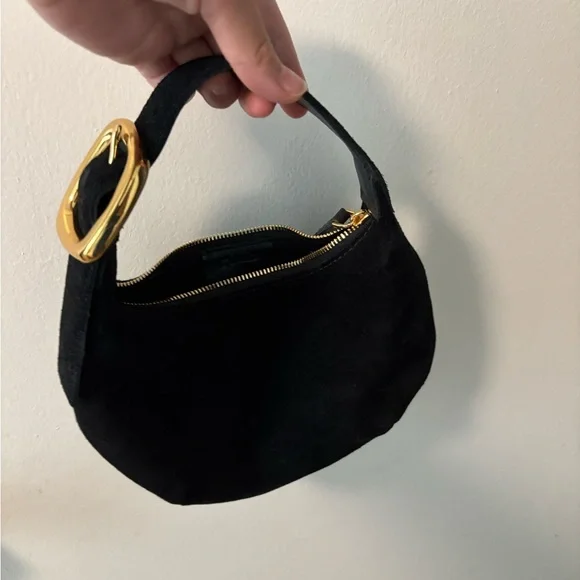 Madewell Mini Black Suede Bag with Gold Buckle - Picture 4 of 6